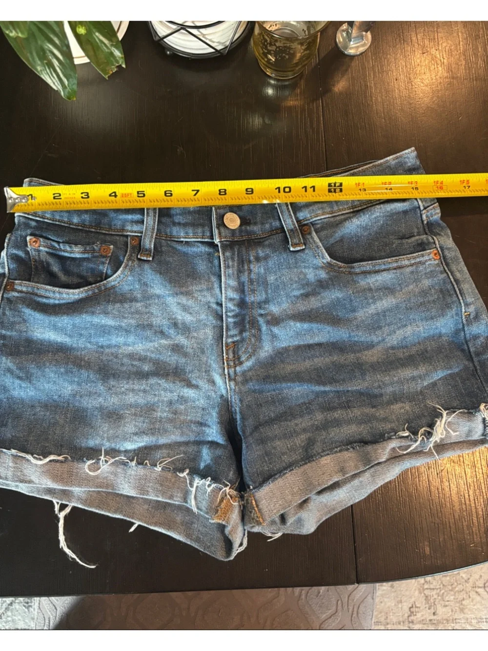 GAP Women's Medium‎ Blue Rolled Frayed Hem Denim Shorts